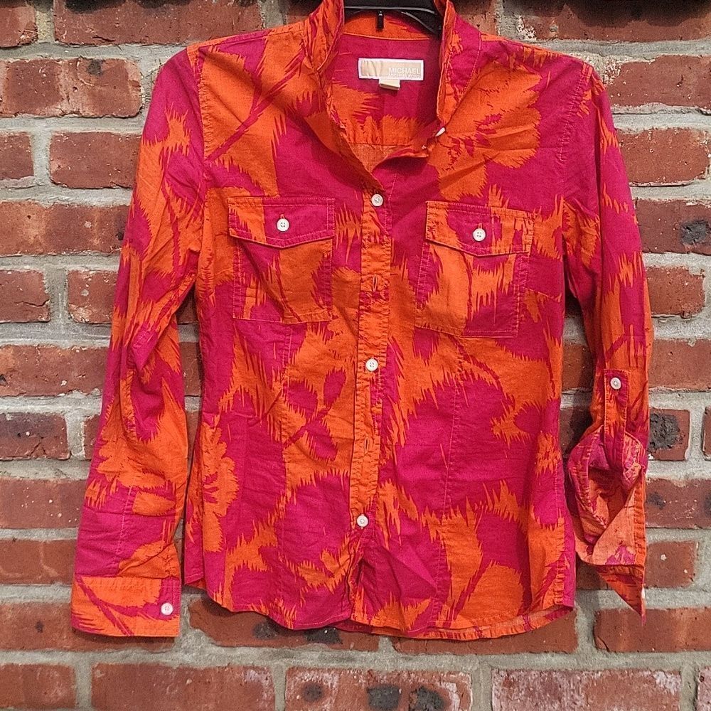 MK abstract  button down